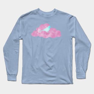 Blue Bird on Pink Cloud Long Sleeve T-Shirt